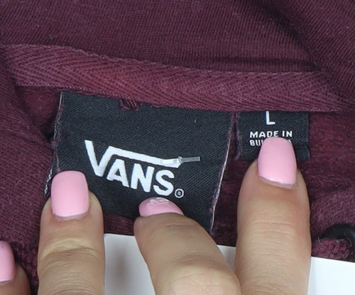 Vans Women's Burgundy Pullover Hoodie L Cotton Fleece Casual