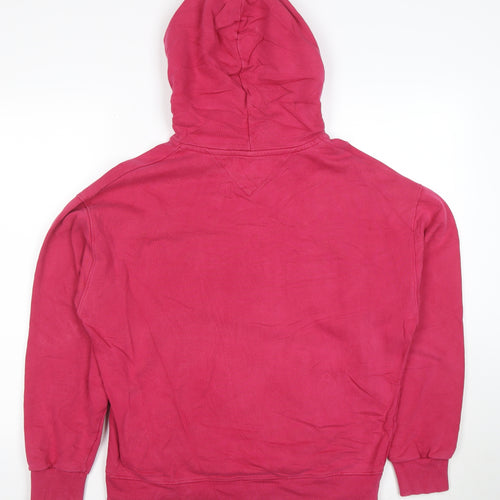 Tommy Jeans Women's Pink Pullover Hoodie Size S Logo Print Cotton