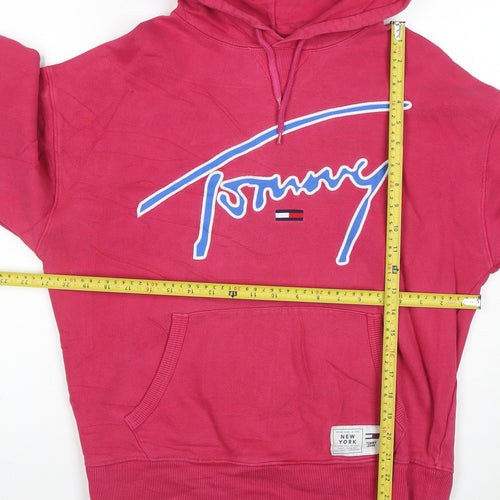 Tommy Jeans Women's Pink Pullover Hoodie Size S Logo Print Cotton