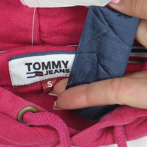 Tommy Jeans Women's Pink Pullover Hoodie Size S Logo Print Cotton