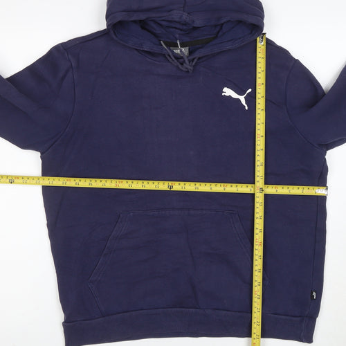 Puma Women Navy Pullover Hoodie Medium Cotton Blend Logo Casual