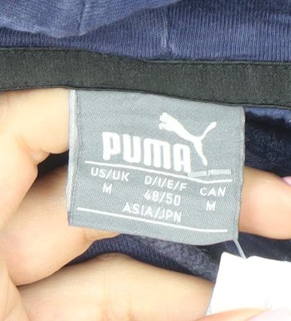 Puma Women Navy Pullover Hoodie Medium Cotton Blend Logo Casual