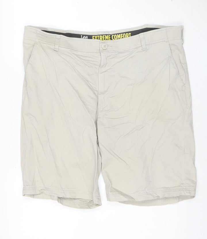Lee Men Beige Chino Shorts Size 40 Regular Fit Cotton Stretch