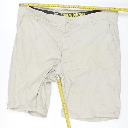 Lee Men Beige Chino Shorts Size 40 Regular Fit Cotton Stretch