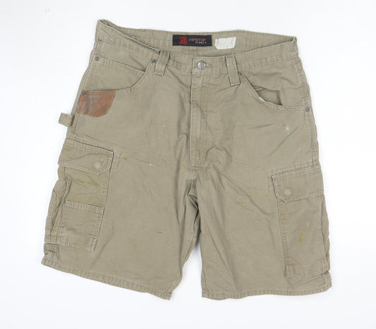 Wrangler Men's Beige Cargo Shorts Size 36 Canvas Cotton Workwear