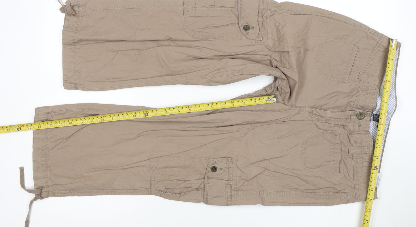 Tommy Hilfiger Womens Beige Cargo Trousers Size 8 Cotton Twill
