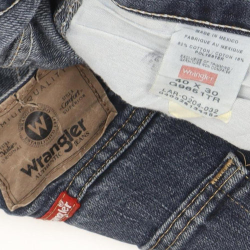 Wrangler Men's Blue 40x30 Regular Fit Straight Denim Jeans