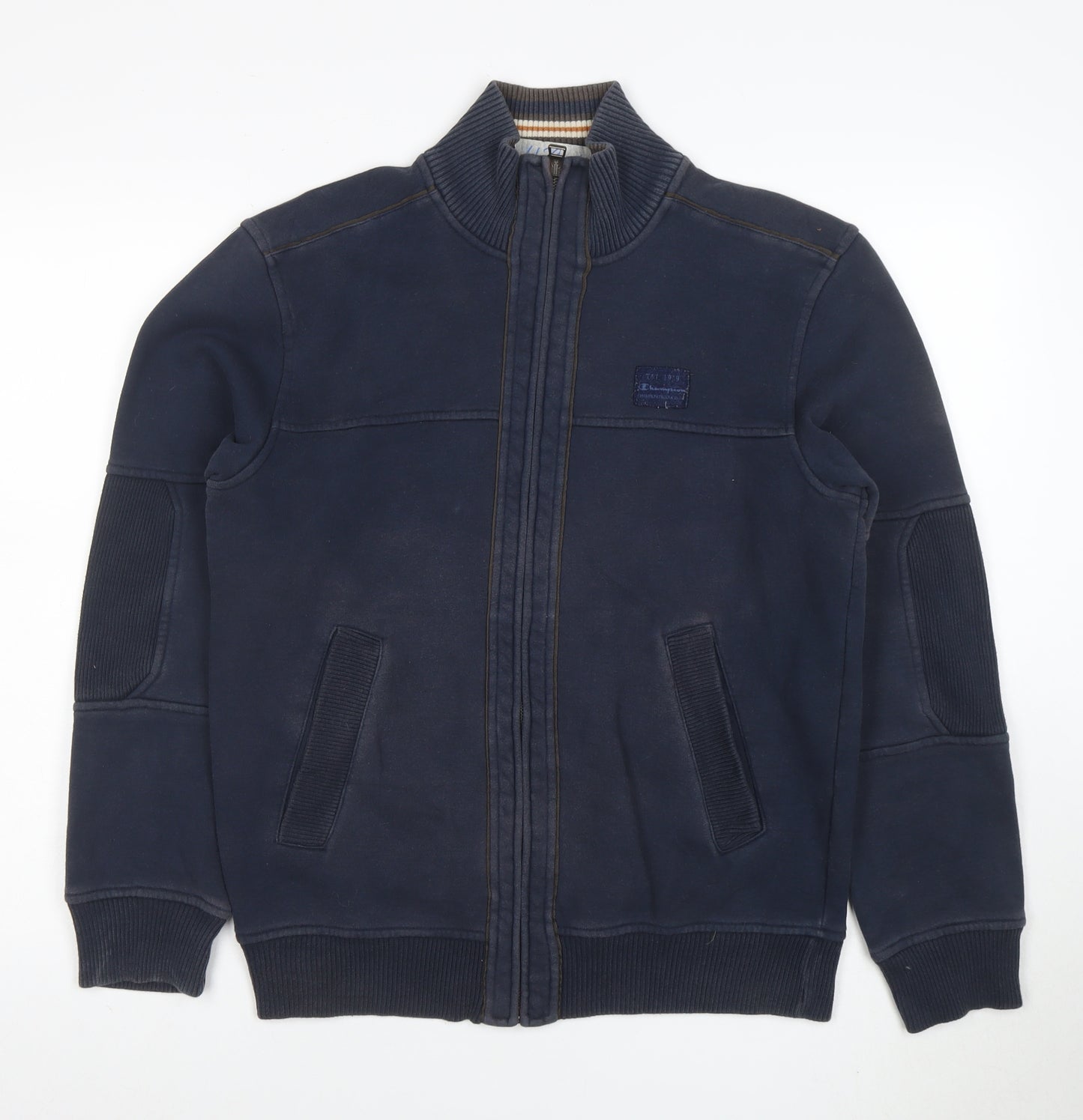Champion Men's Blue Full Zip Sweatshirt Medium Cotton Blend