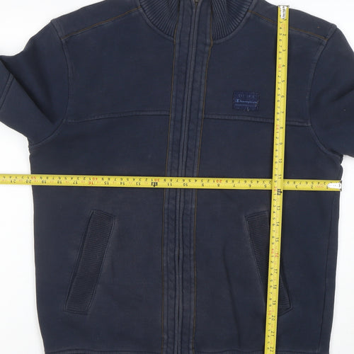 Champion Men's Blue Full Zip Sweatshirt Medium Cotton Blend