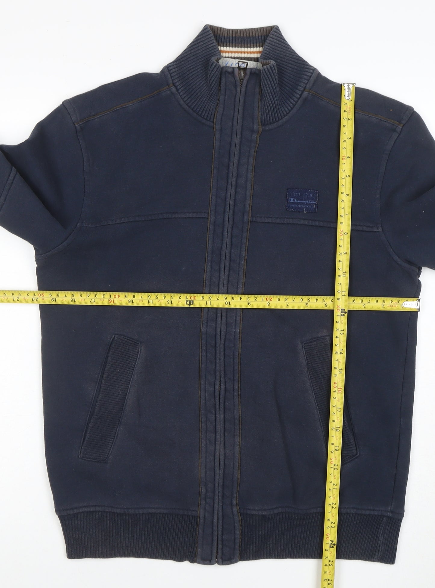 Champion Men's Blue Full Zip Sweatshirt Medium Cotton Blend