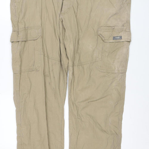 Wrangler Men's Beige Relaxed Fit Cargo Trousers 42x30 Cotton