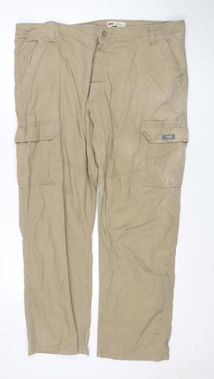 Wrangler Men's Beige Relaxed Fit Cargo Trousers 42x30 Cotton