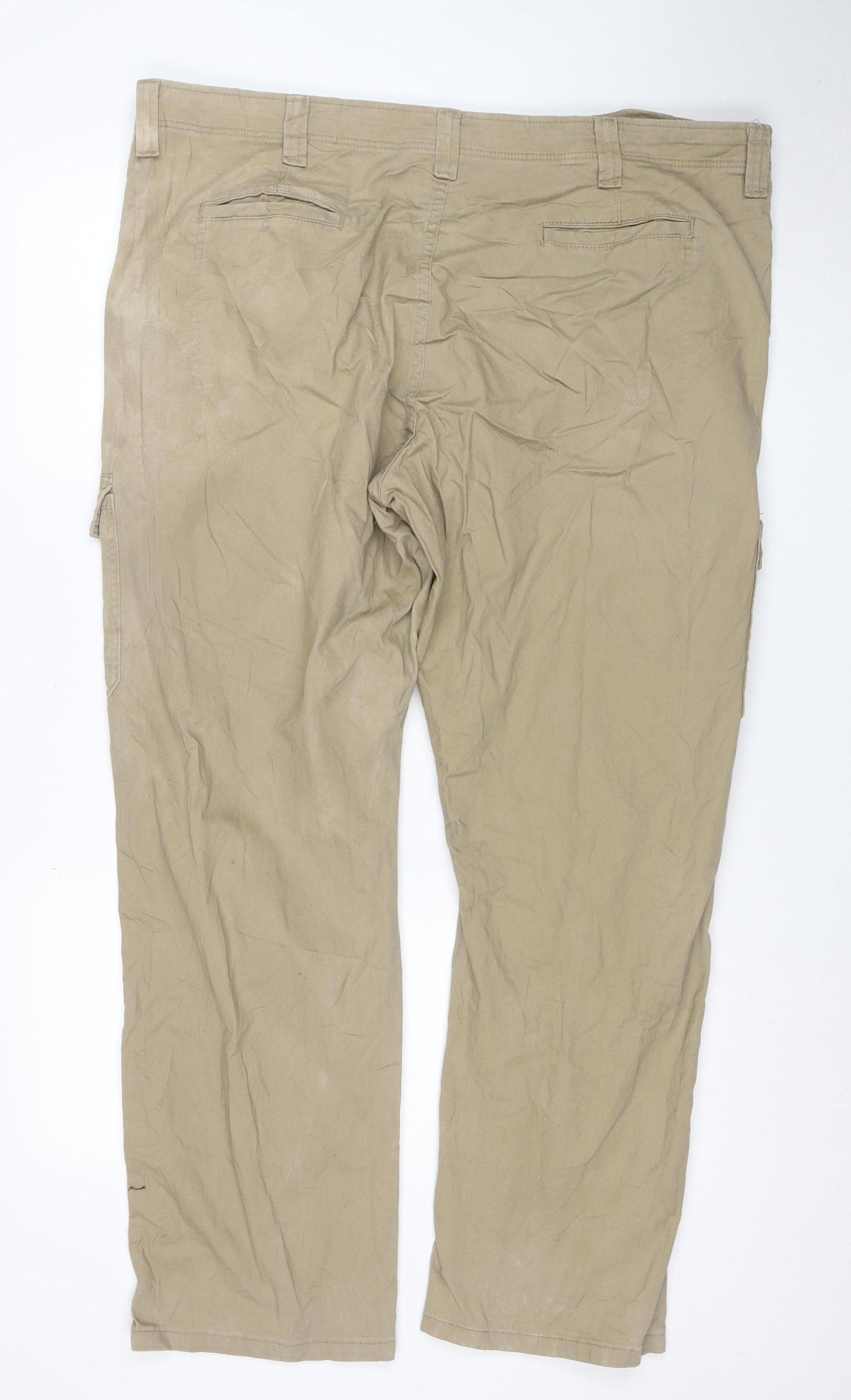 Wrangler Men's Beige Relaxed Fit Cargo Trousers 42x30 Cotton