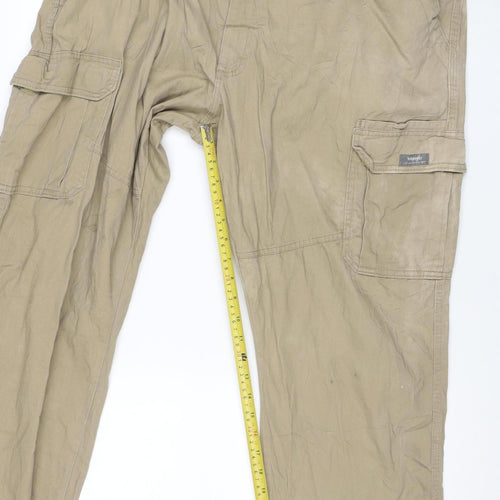 Wrangler Men's Beige Relaxed Fit Cargo Trousers 42x30 Cotton