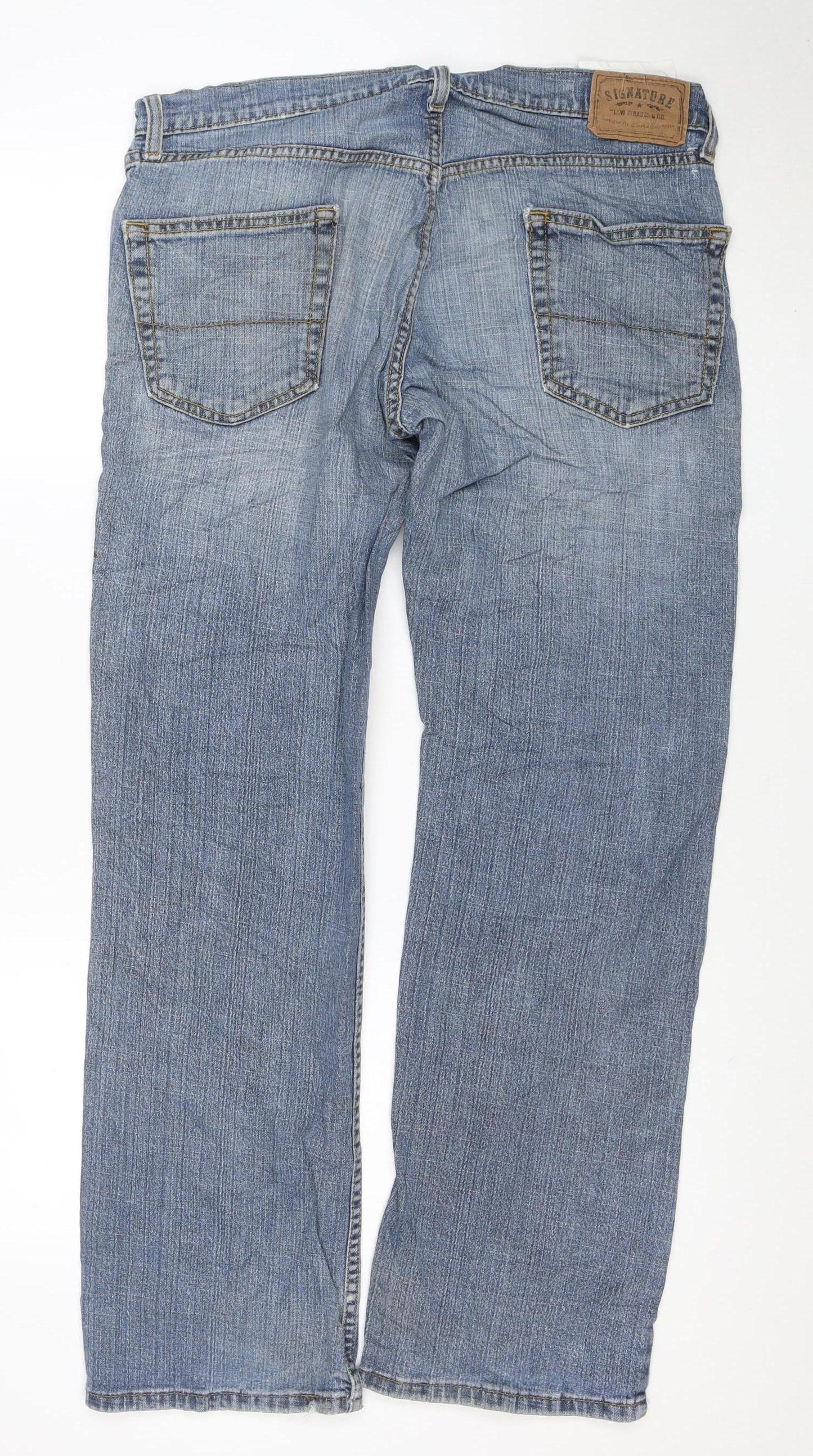 Levi Strauss Signature Men's Blue Relaxed Straight Jeans 36W 32L