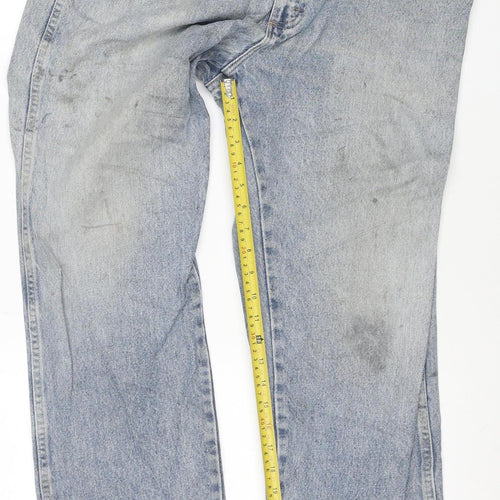 Wrangler Men's Blue 36x30 Regular Fit Straight Leg Denim Jeans