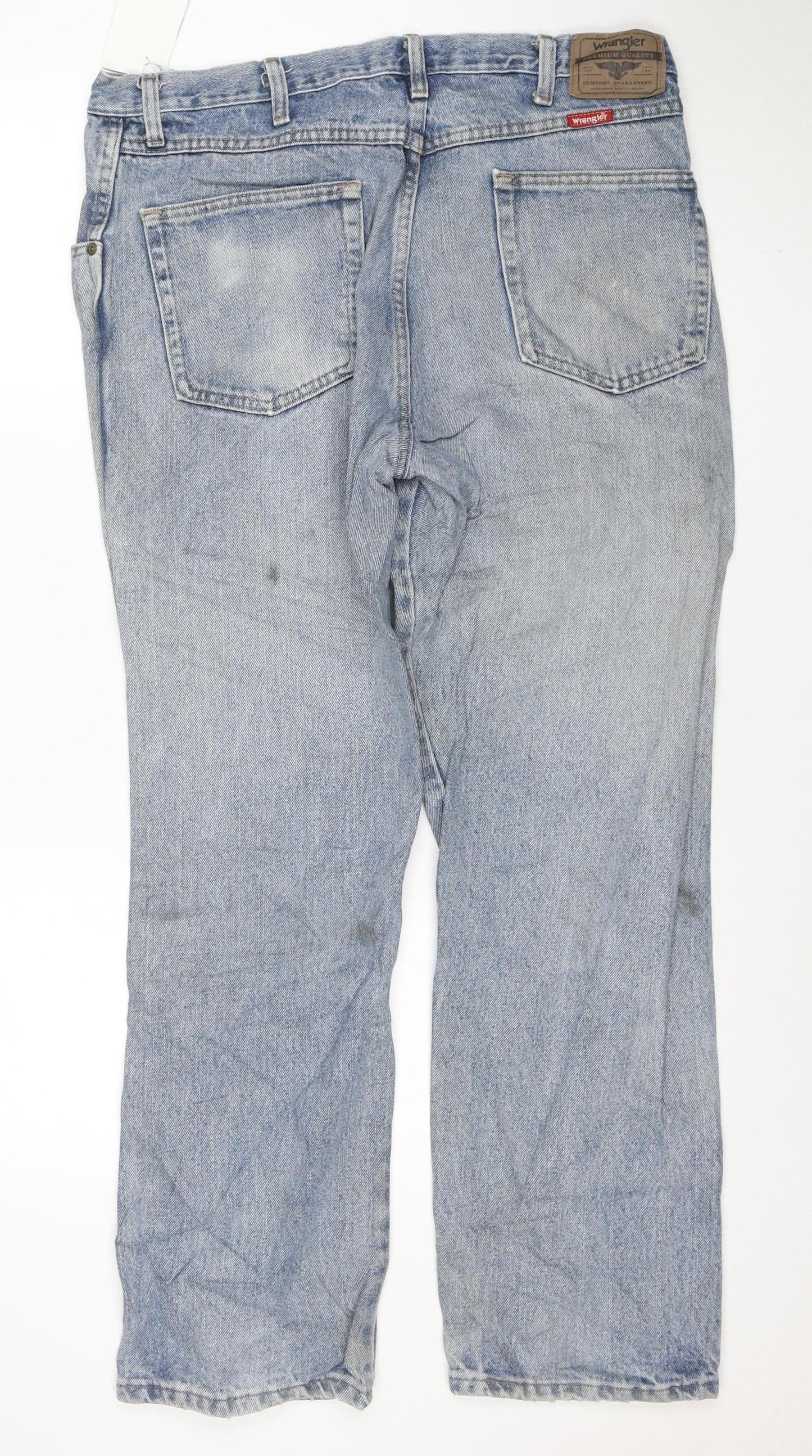 Wrangler Men's Blue 36x30 Regular Fit Straight Leg Denim Jeans