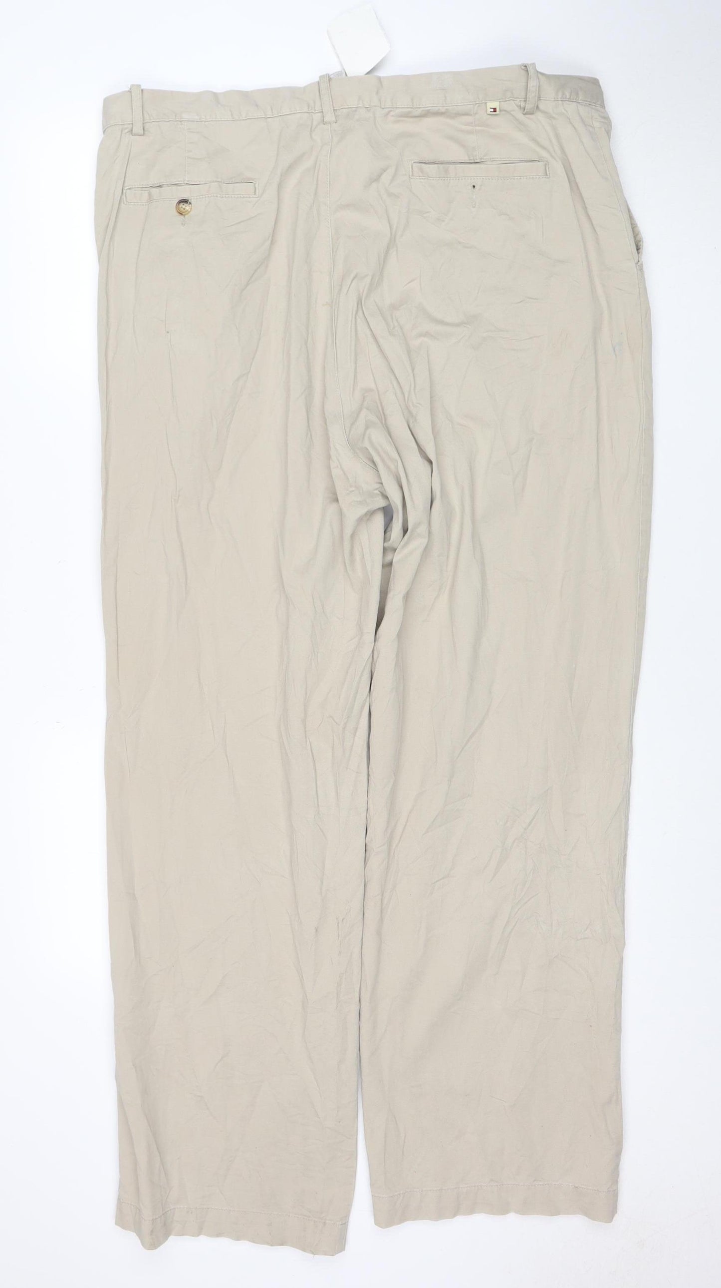 Tommy Hilfiger Men's Beige Chino Trousers 40W 32L Classic Fit Cotton