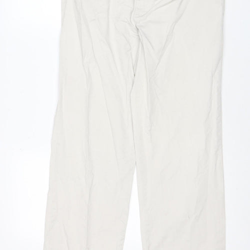 Lee Women's Beige Relaxed Straight Leg Cotton Twill Trousers Size 12 Short