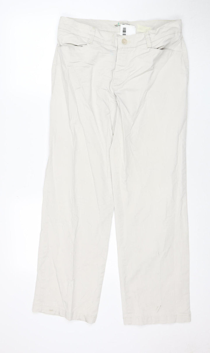 Lee Women's Beige Relaxed Straight Leg Cotton Twill Trousers Size 12 Short
