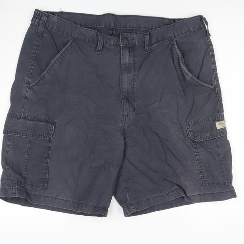 Wrangler Mens Black Cargo Shorts L Regular Fit Elastic Waist