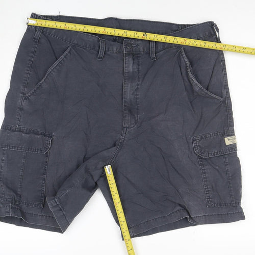 Wrangler Mens Black Cargo Shorts L Regular Fit Elastic Waist