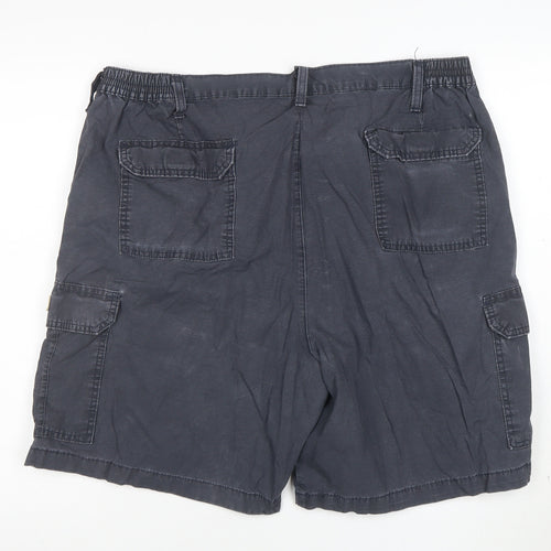 Wrangler Mens Black Cargo Shorts L Regular Fit Elastic Waist
