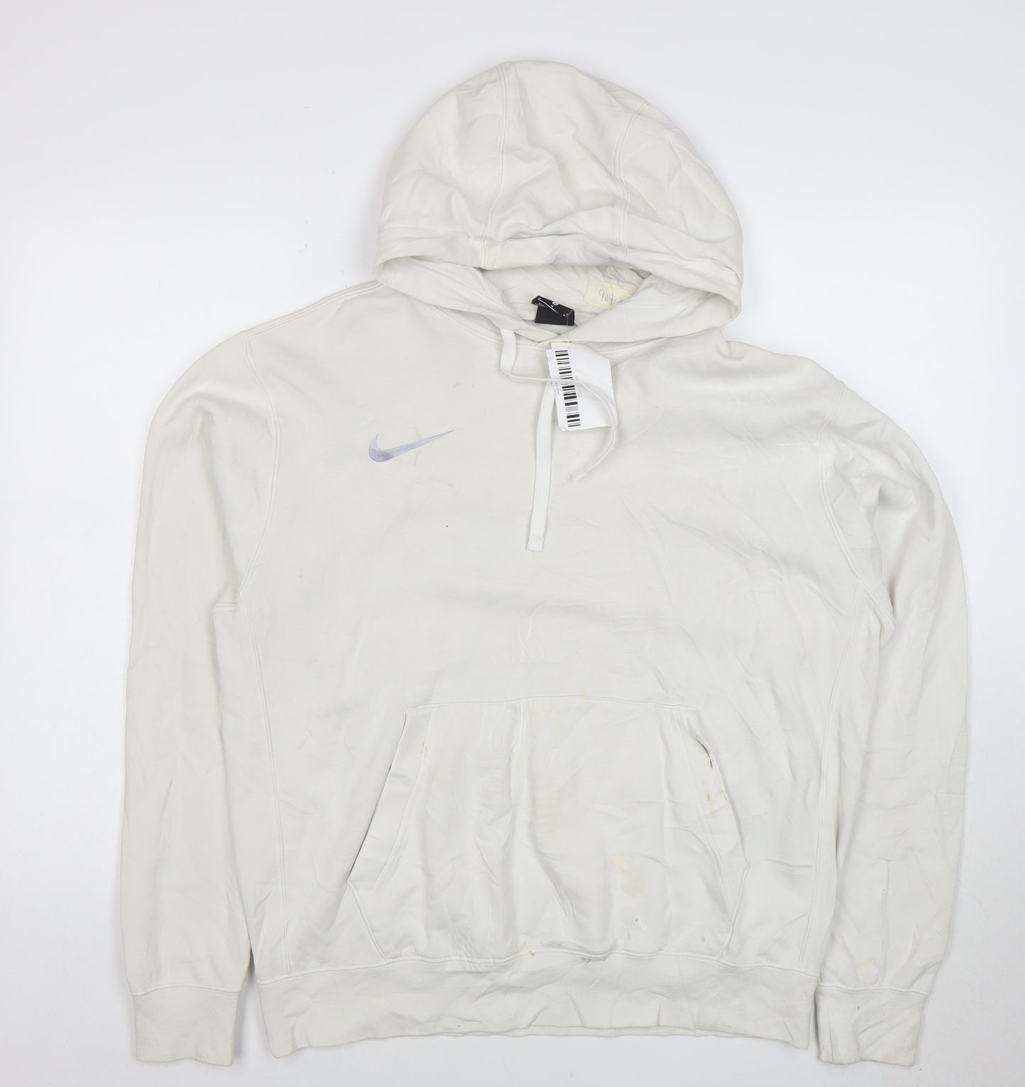 Nike Women White M Pullover Hoodie Cotton Blend Casual