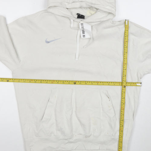 Nike Women White M Pullover Hoodie Cotton Blend Casual