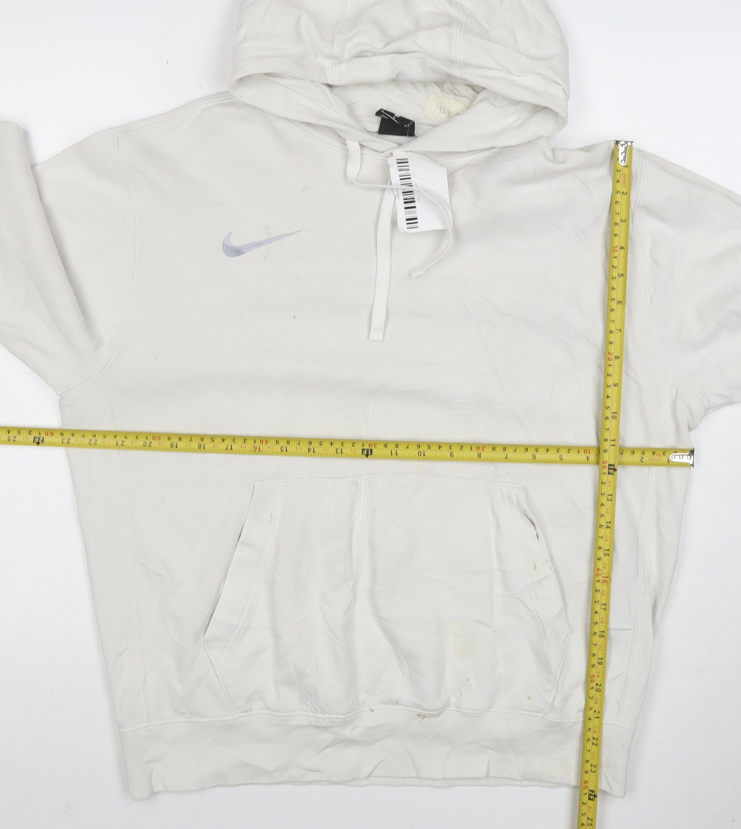 Nike Women White M Pullover Hoodie Cotton Blend Casual