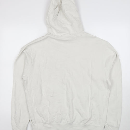 Nike Women White M Pullover Hoodie Cotton Blend Casual