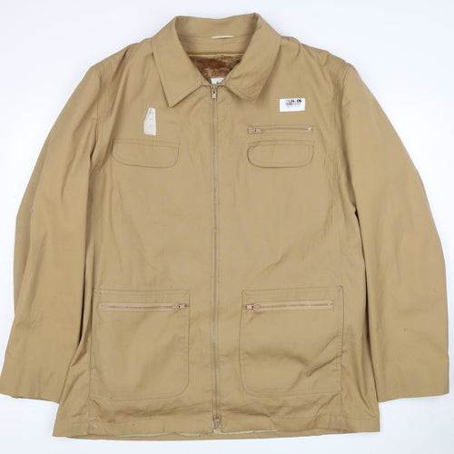 London Fog Men's Beige Cotton Blend Full Zip Jacket Size 46 Long