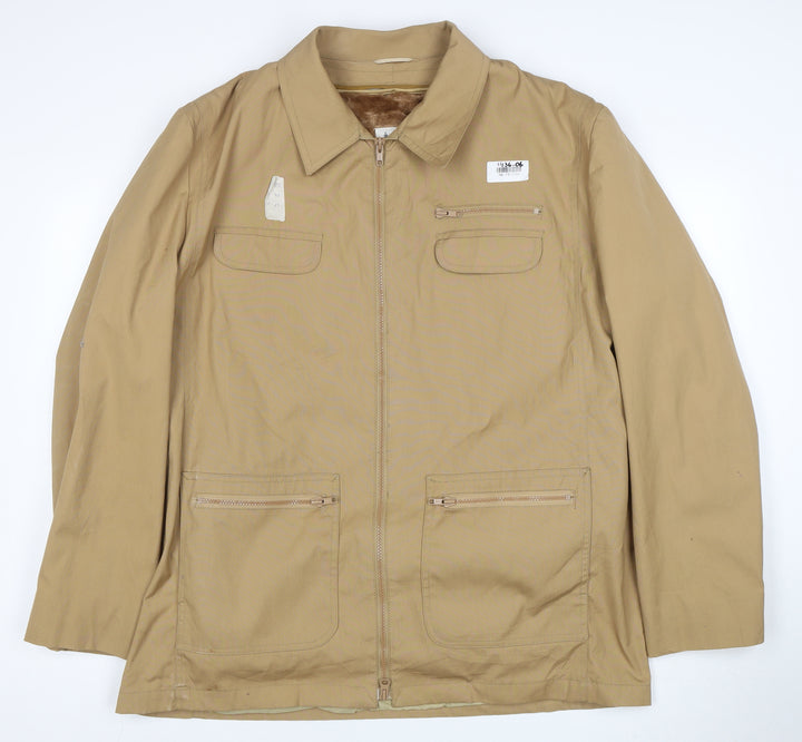 London Fog Men's Beige Cotton Blend Full Zip Jacket Size 46 Long