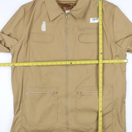 London Fog Men's Beige Cotton Blend Full Zip Jacket Size 46 Long