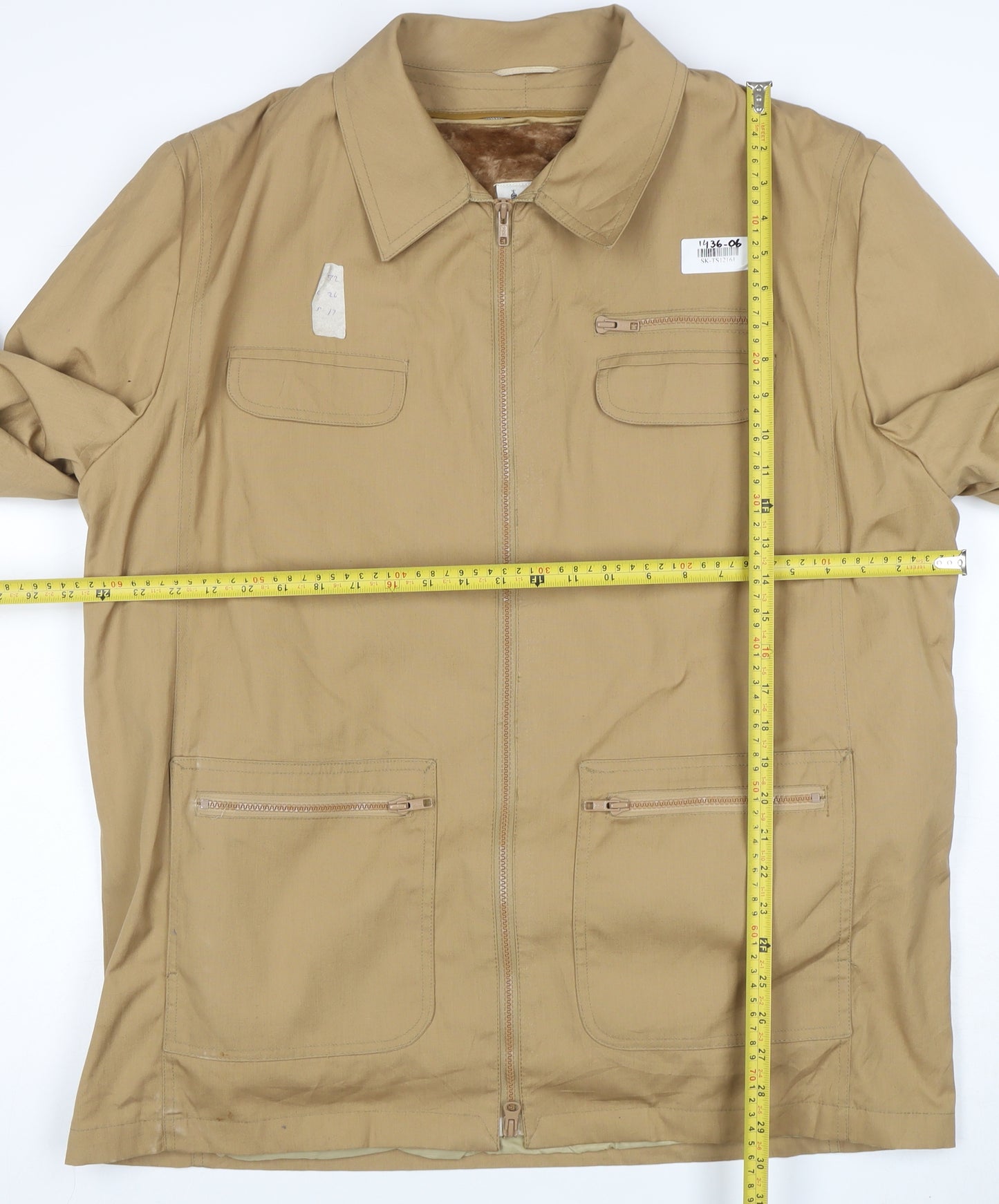 London Fog Men's Beige Cotton Blend Full Zip Jacket Size 46 Long