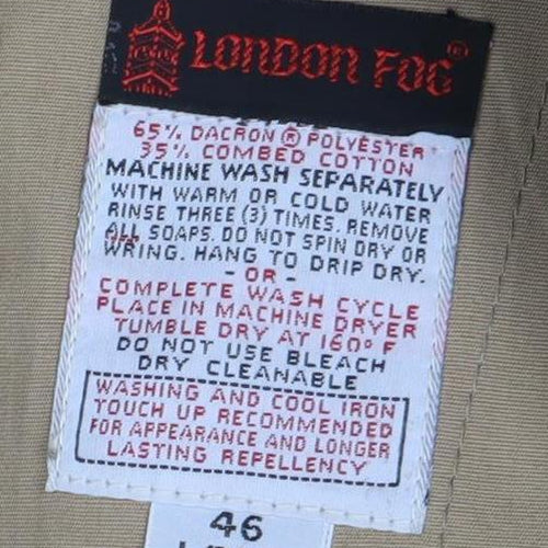 London Fog Men's Beige Cotton Blend Full Zip Jacket Size 46 Long