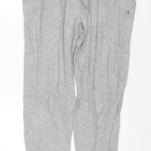FILA Women Grey Jogger Trousers M Cotton Blend Comfort Fit