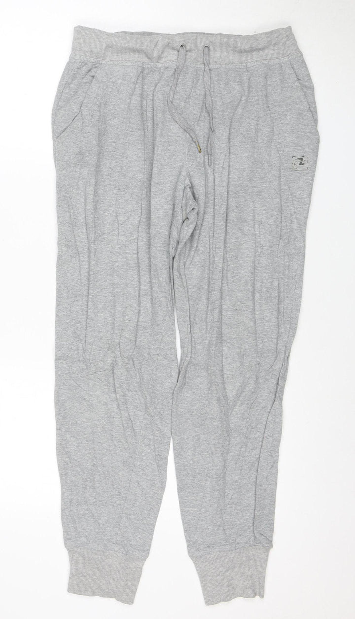 FILA Women Grey Jogger Trousers M Cotton Blend Comfort Fit