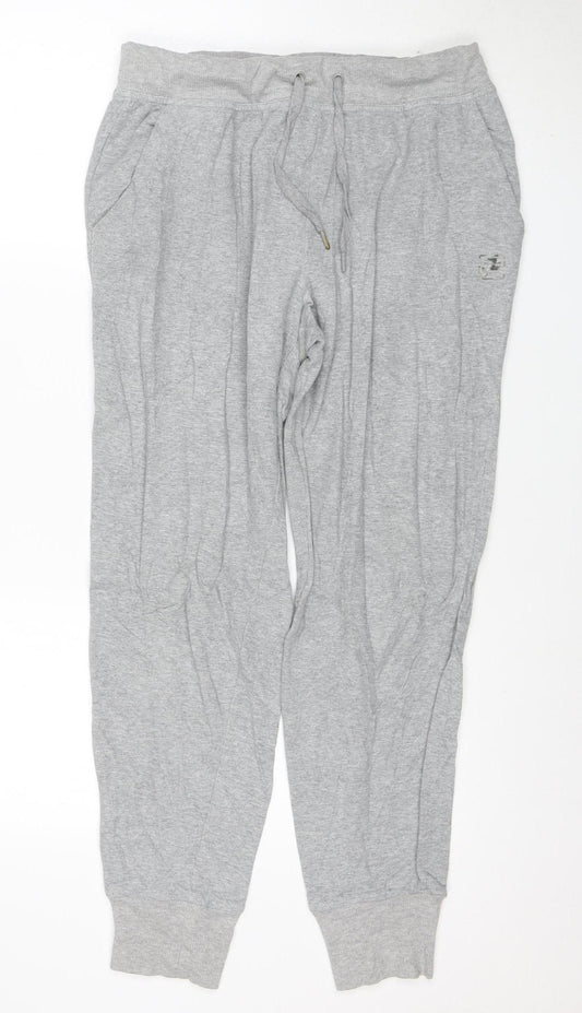 FILA Women Grey Jogger Trousers M Cotton Blend Comfort Fit