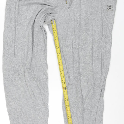 FILA Women Grey Jogger Trousers M Cotton Blend Comfort Fit