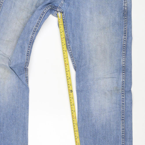 Wrangler Men's Blue 32W 32L Straight Denim Jeans Regular Fit