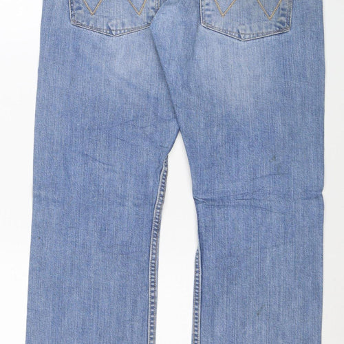 Wrangler Men's Blue 32W 32L Straight Denim Jeans Regular Fit