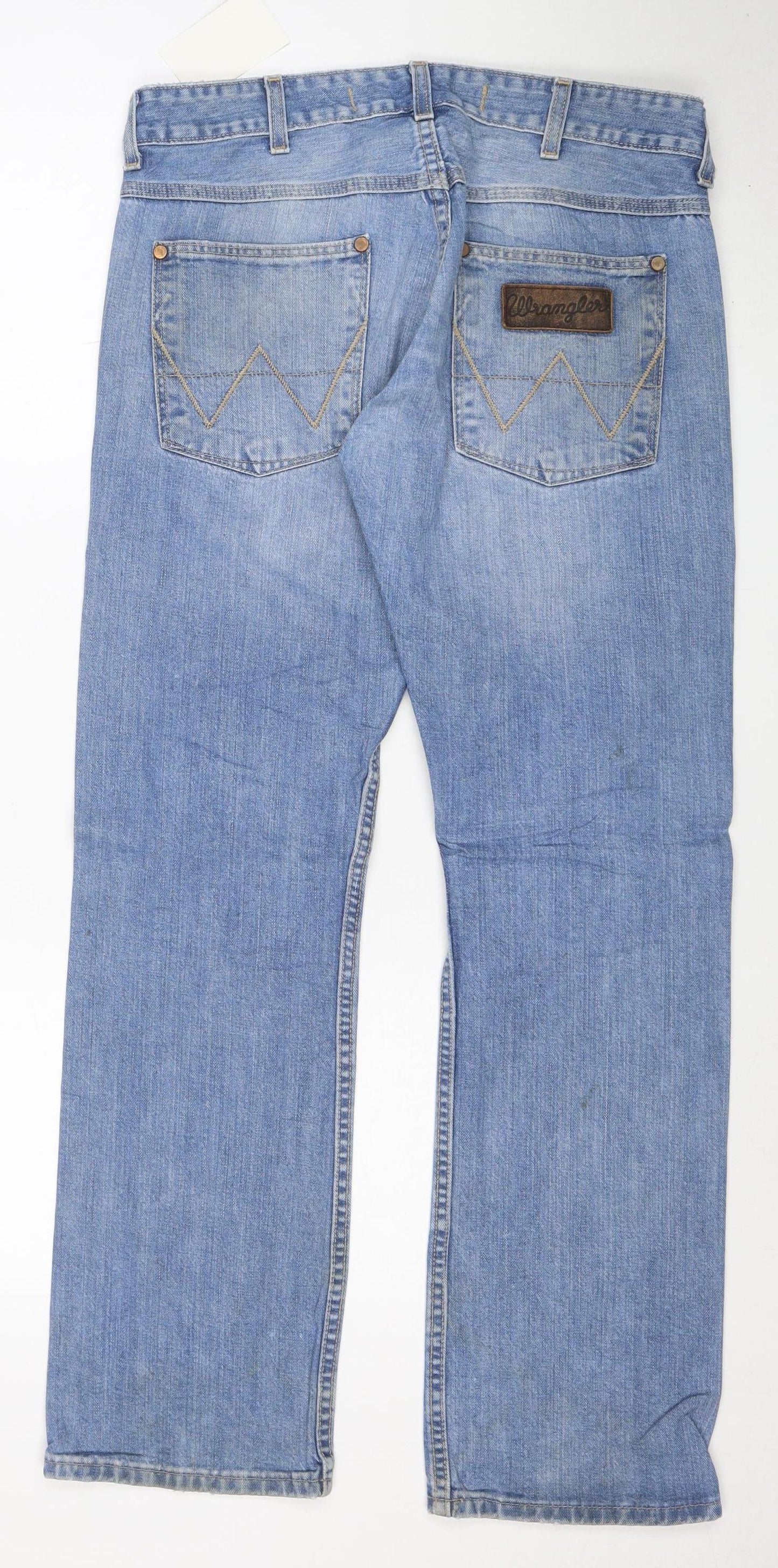 Wrangler Men's Blue 32W 32L Straight Denim Jeans Regular Fit
