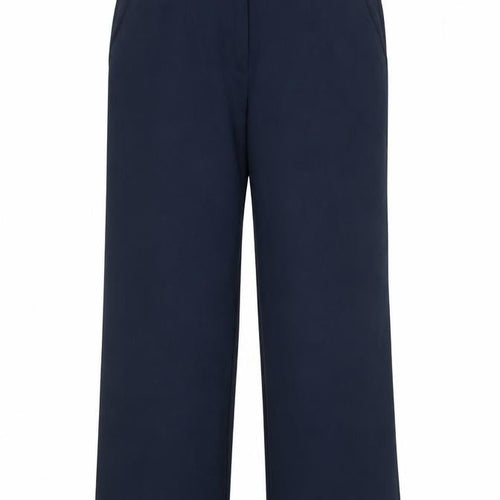 OBJECT Women’s Navy Blue Wide-Leg Trousers Size 12 Elastic Waist
