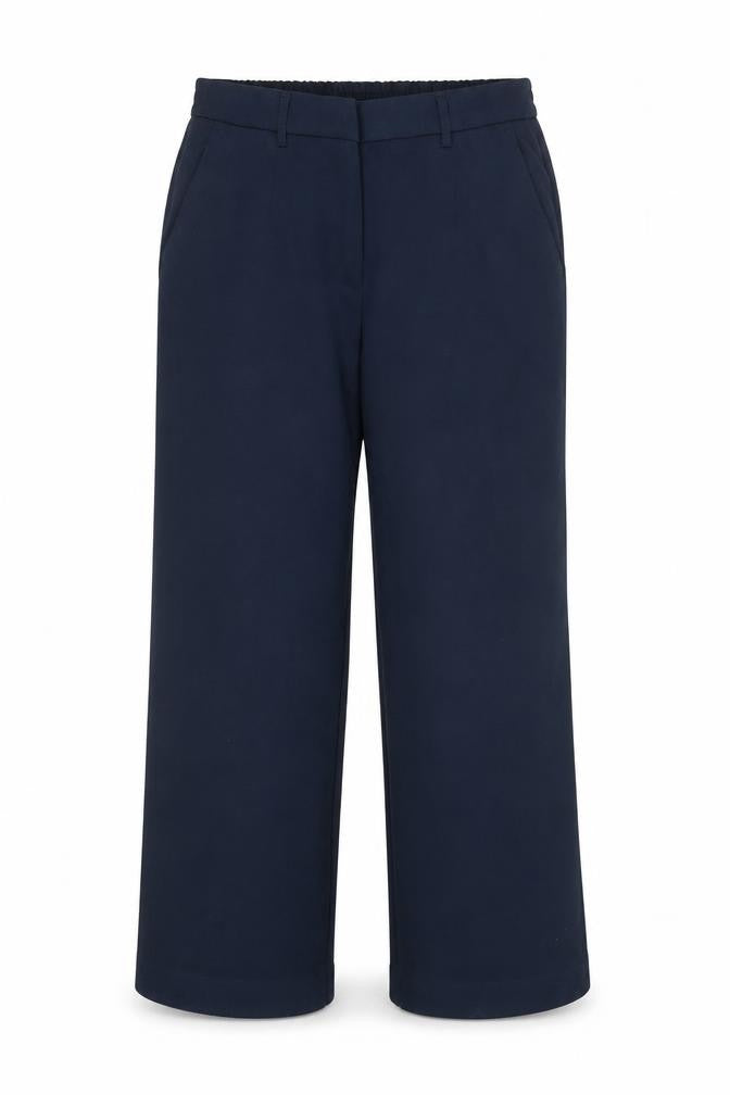 OBJECT Women’s Navy Blue Wide-Leg Trousers Size 12 Elastic Waist
