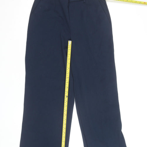 OBJECT Women’s Navy Blue Wide-Leg Trousers Size 12 Elastic Waist