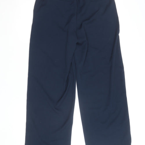OBJECT Women’s Navy Blue Wide-Leg Trousers Size 12 Elastic Waist