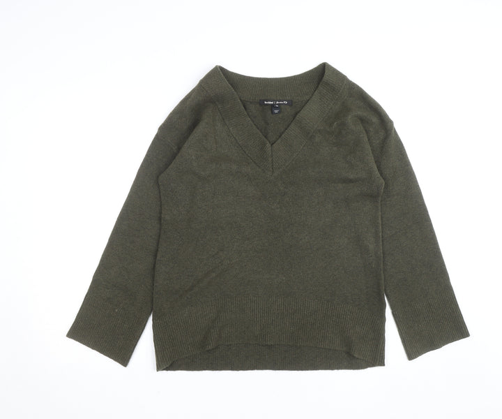 River Island Men's Green V-Neck Wool Blend Jumper XS