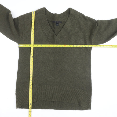 River Island Men's Green V-Neck Wool Blend Jumper XS