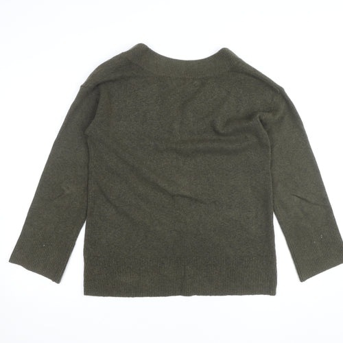 River Island Men's Green V-Neck Wool Blend Jumper XS